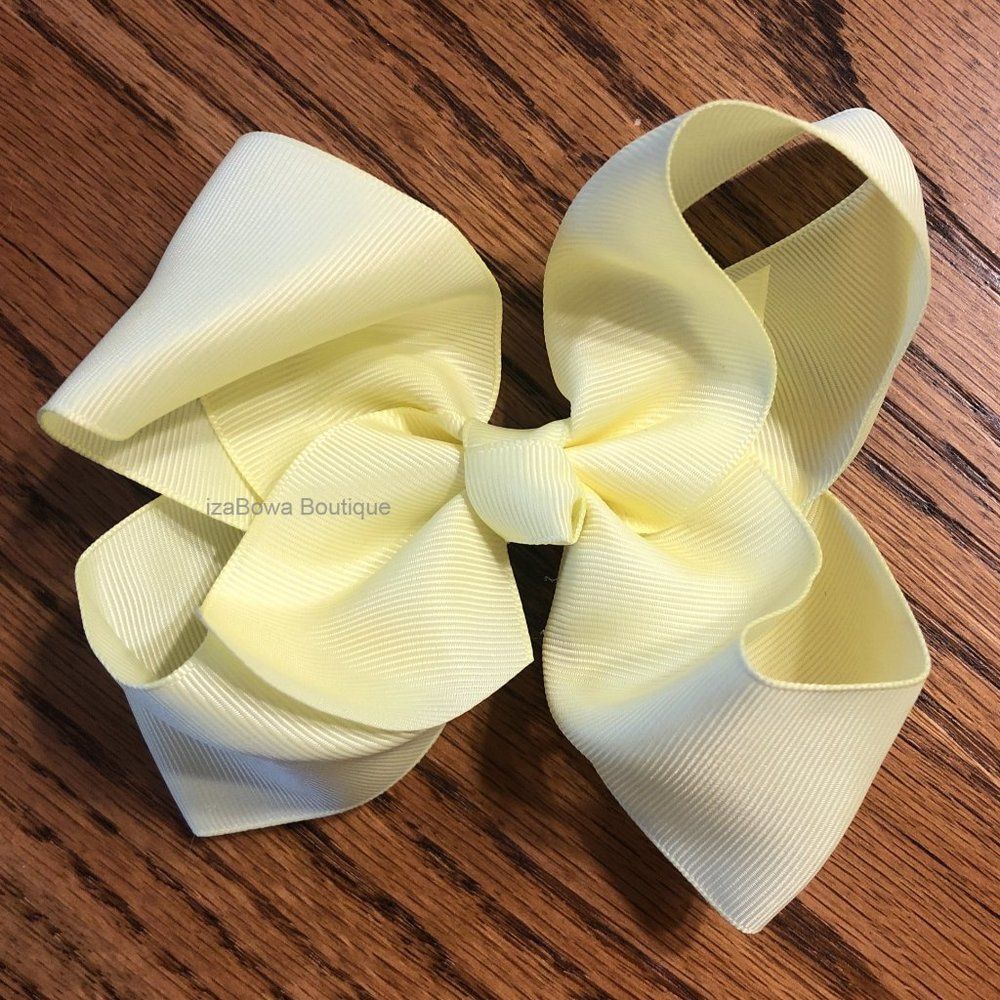 Pale Yellow 6" Boutique Bow  -kids-  4B2271  Handmade NWT Boutique
